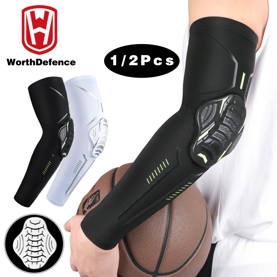 Worthdefence 1/2PCS Basketball Elbow Pads Compression Volleyball Sleeves Protector Fitness Gear Sports Training Support Bracers