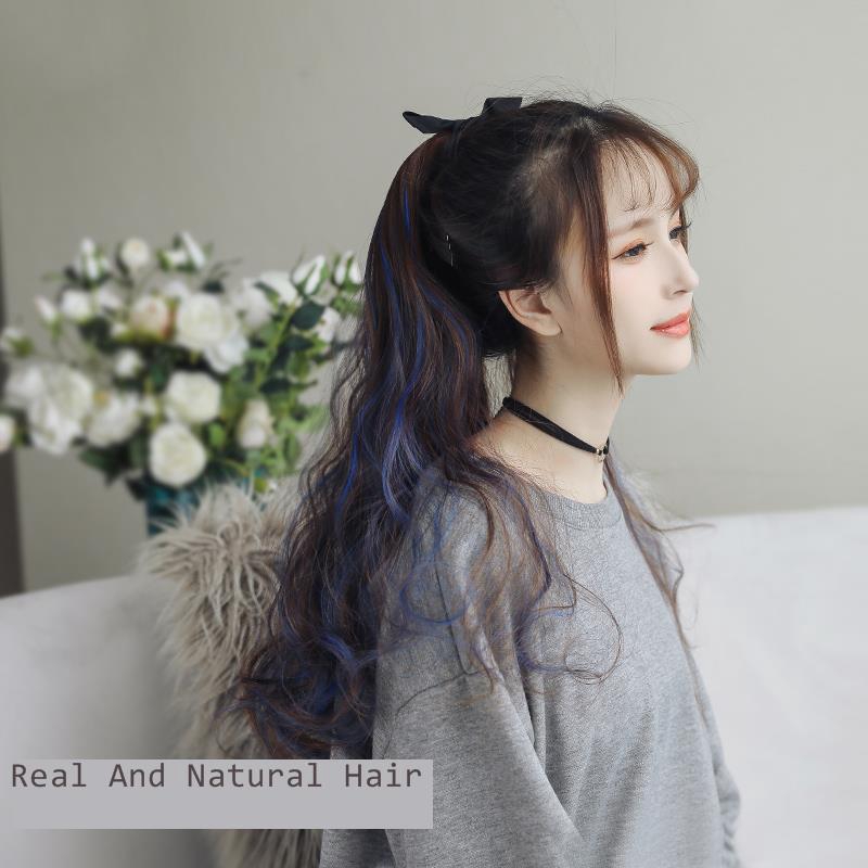 Bandage Wig Women S High Ponytail Big Wave Dye Long Hair Braid
