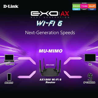 D-Link EXO DIR-X1860 AX1800 WiFi 6 Mesh Wireless Gigabit ...