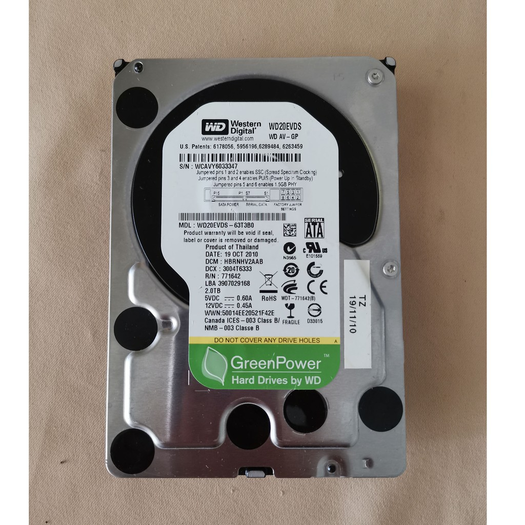 2TB WD GREEN HDD DESKTOP HDD SATA 3.5" 2000GB 7200 RPM WD20EVDS ...