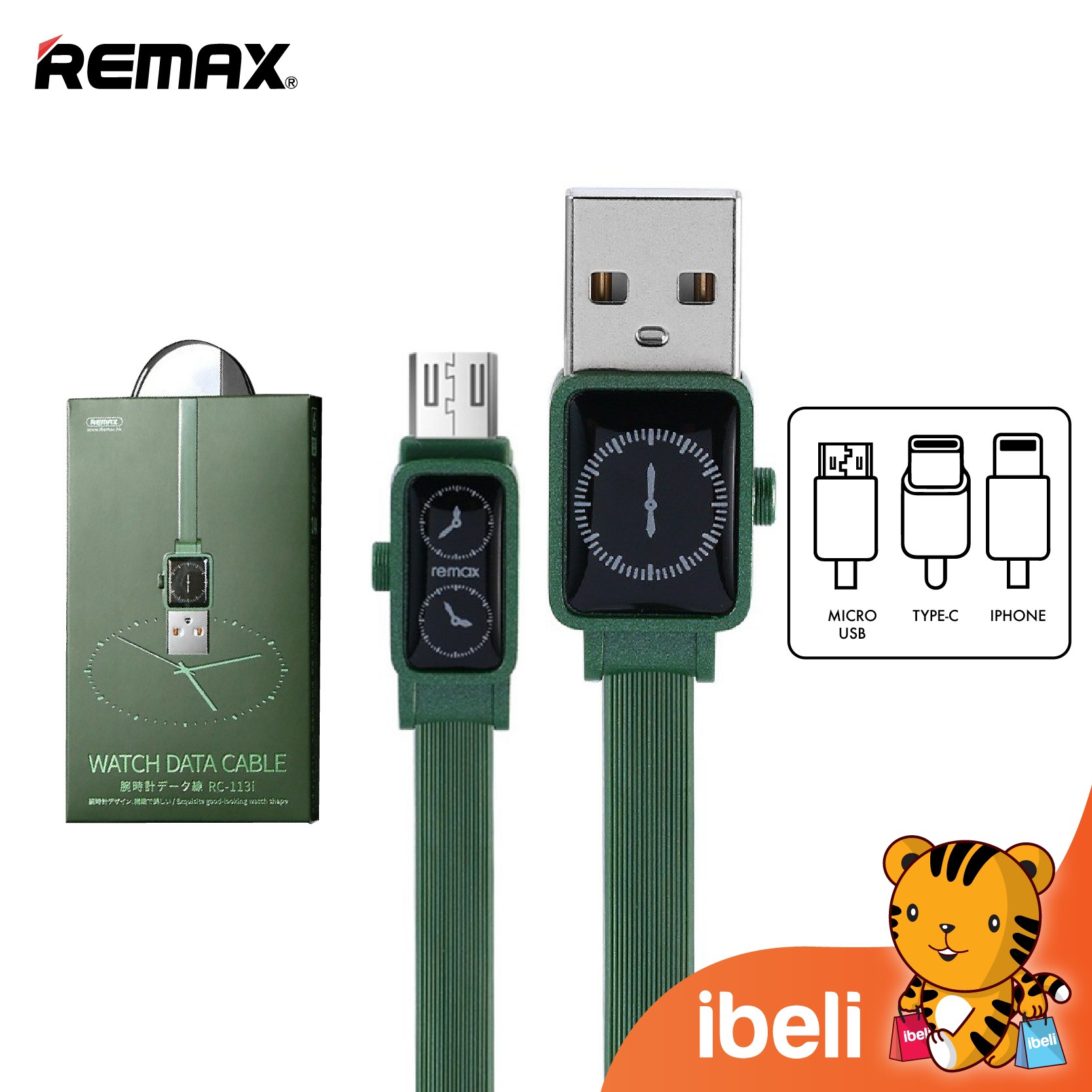 Remax Rc 113 Watch Design Data Transferring Cable Shopee Malaysia