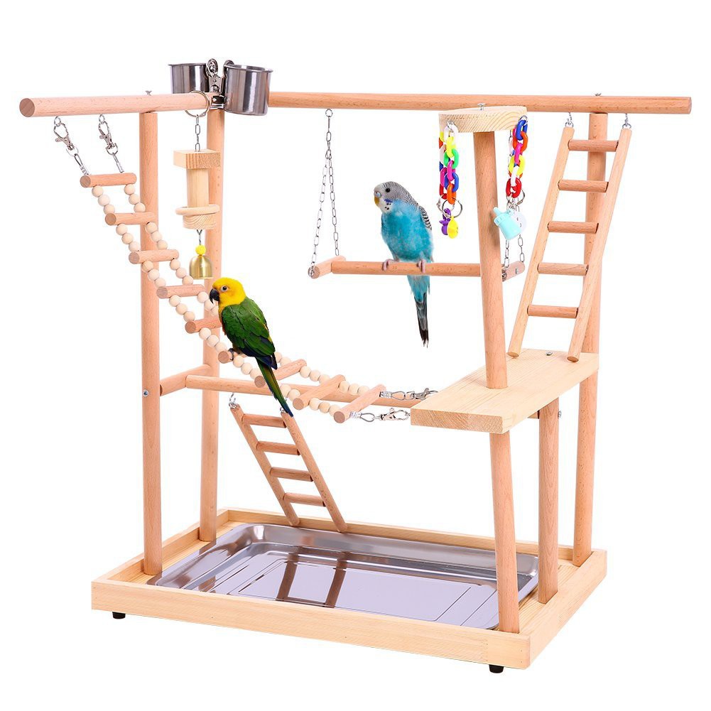 climbing and chewing toys wood parrot play gym with swing