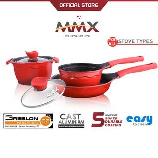 MMX Black Marble Non-stick Kitchen Cookware (5 pcs cookware set)