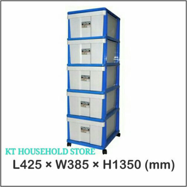 5 Tiers Drawer Storage With Roller Storage Cabinet Plastic