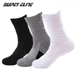 Ready Stock! Super Elite Premium Middle Cut Compression Sports Socks Suitable for Running Badminton Futsal Stoking Kerja