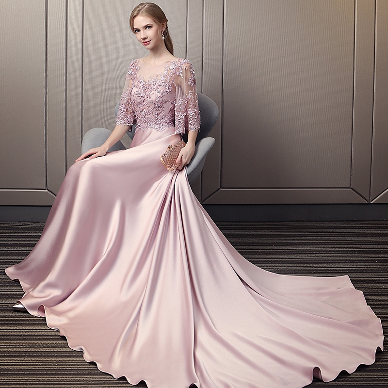 dusty pink long gown