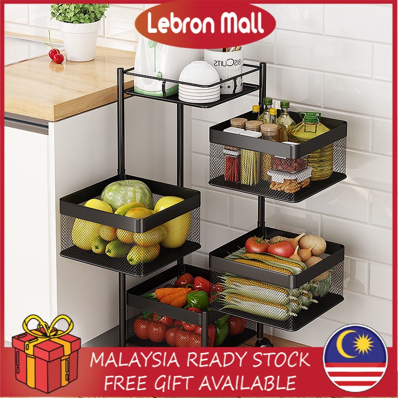 LEBRON iron Rotating Vegetable Racks Kitchen Floor stand Multilayer