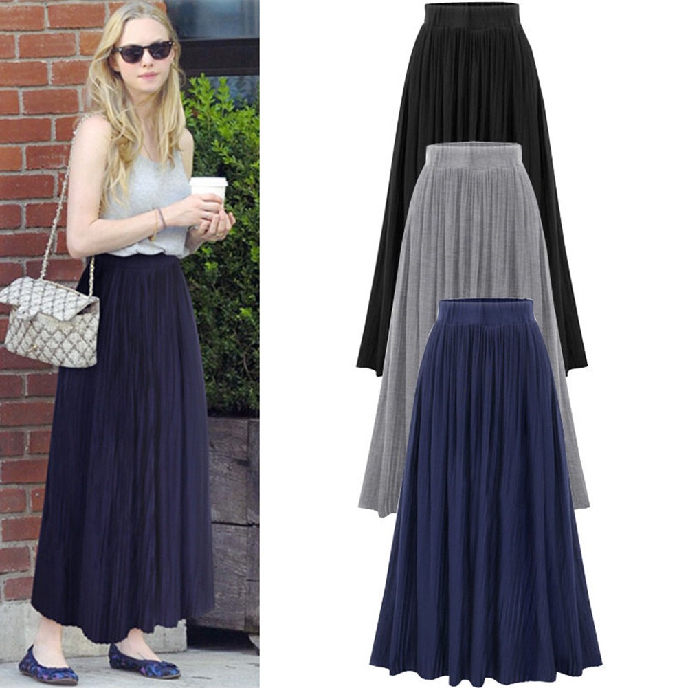 high waisted a line maxi skirt