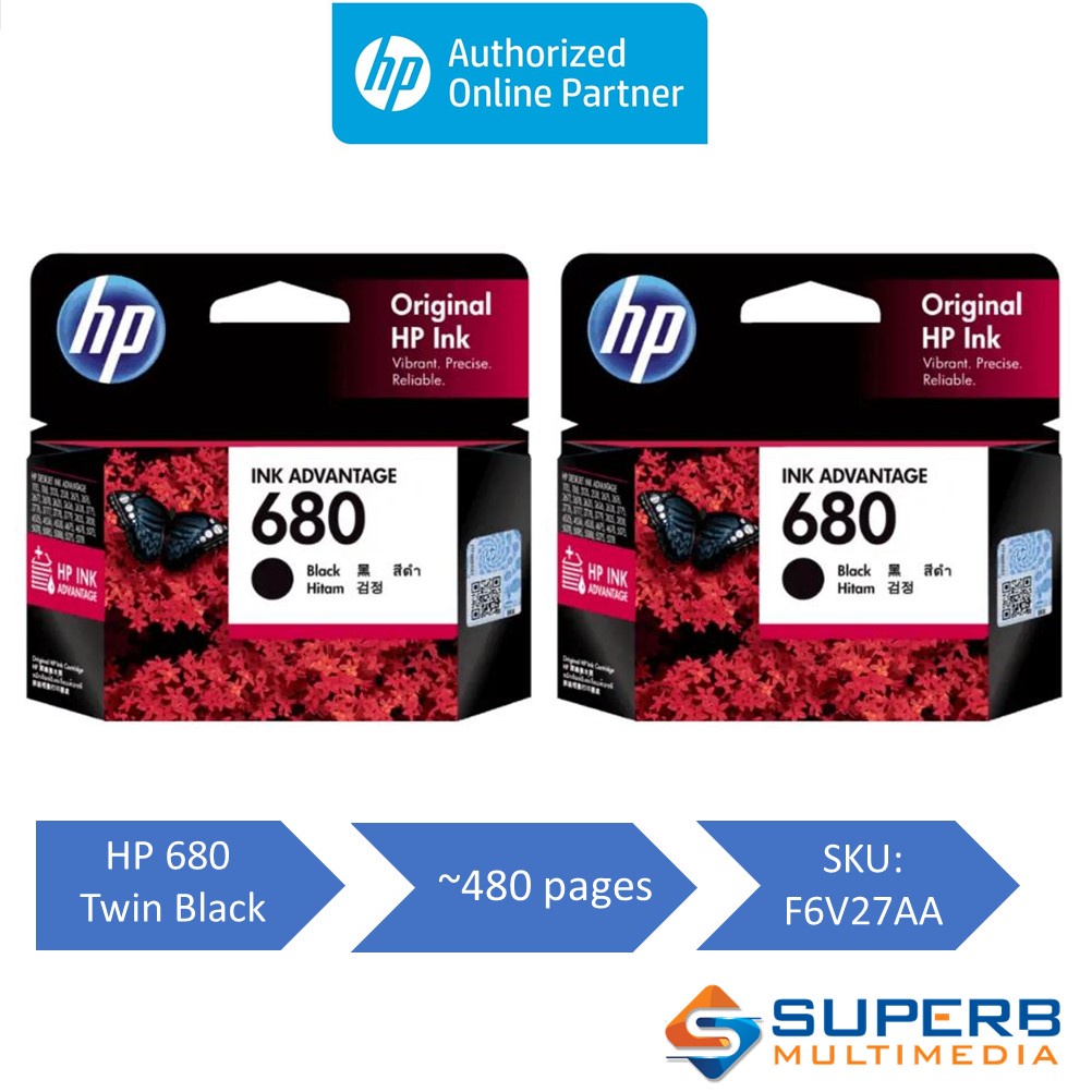 Hp 680 Original Single Twin Black Ink Cartridge [F6V27AA ] | Shopee ...