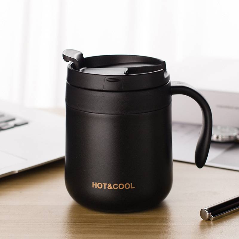 304 Stainless Steel Coffee Thermos Cup Office Tea Mug with Handle Cover Leakproof Heat Preservation Keep Warm