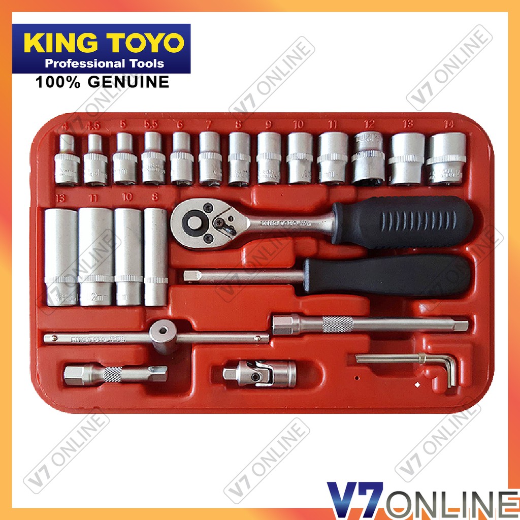 King Toyo 47PCS 1/4"DR. Socket & Bit Socket Set King Toyo Set Soket (KT4702B) Shopee Malaysia