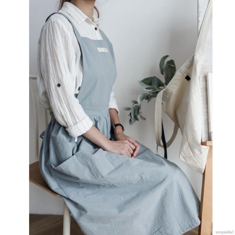 Simple Life Korean Style Pleated Apron Light Blue Home Garden Household Merchandises Household Cleaning Tools Aprons