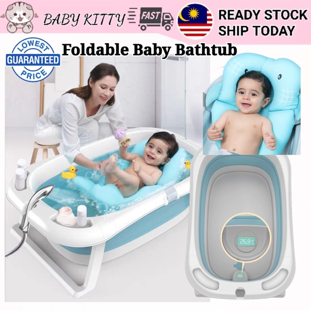 BabyKitty🇲🇾 Foldable Baby Bath Tub with Bath Cushion ...