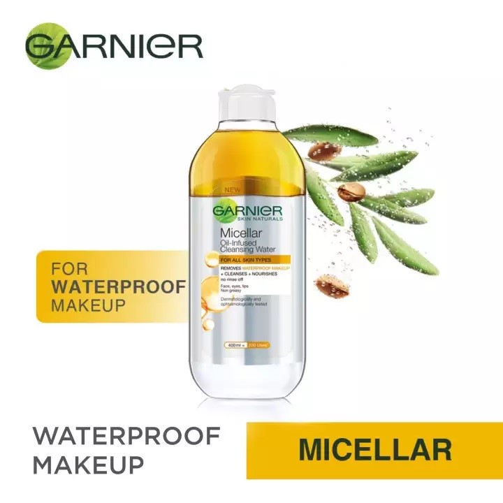 Garnier Oil Infused Micellar Water 400ml For Waterproof Makeup