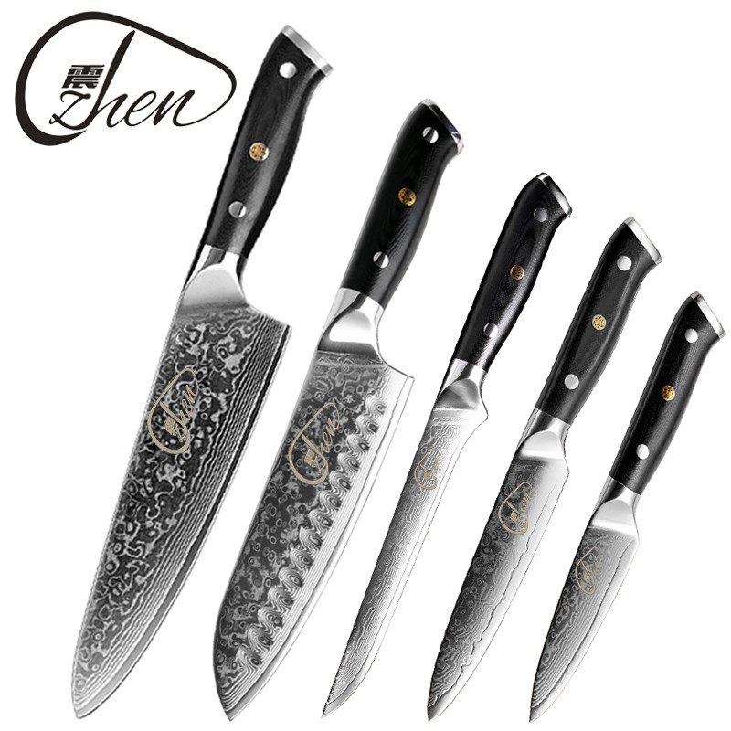 Zhen 5 Pcs Kitchen Knife Set Stainless Steel Blade Damascus Chef Knife Set Diversified Practical Peeling Cooking Tools Kitchen Shopee Malaysia