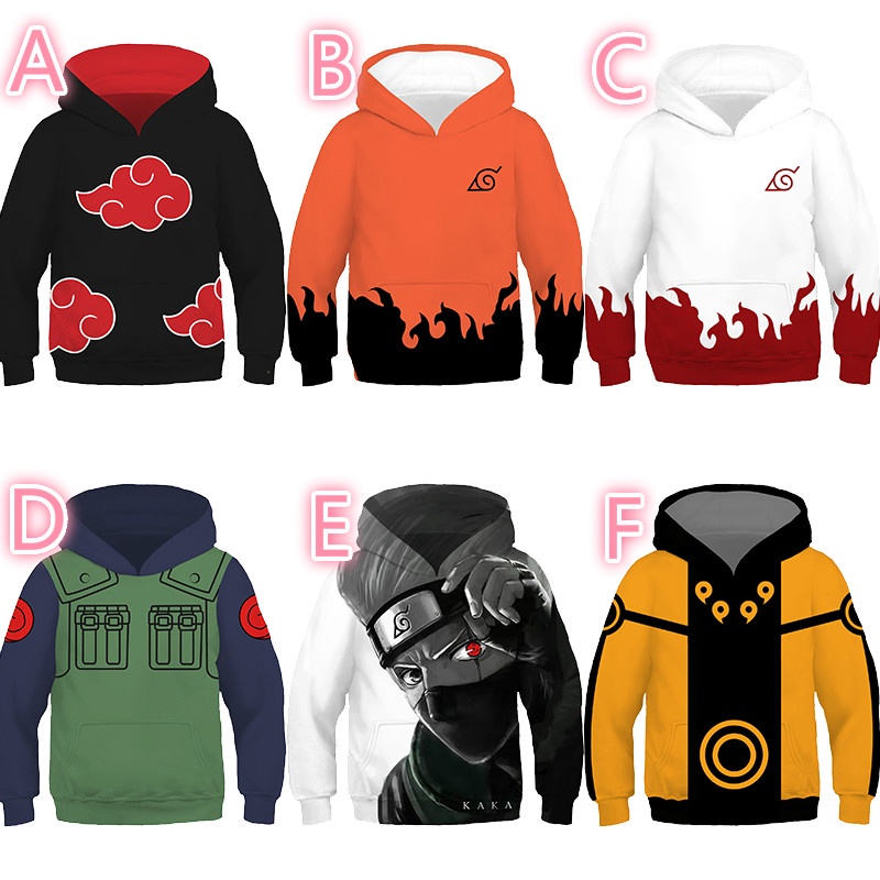 Anime Naruto Children's Itachi Hoodie Kids Spring Clothes Hip Hop Long Sleeve Teen Girls Boy Pullover Sweatshirt Children Fashion 3D Print Clothing Jacket for Kakashi Uzumaki Cospl