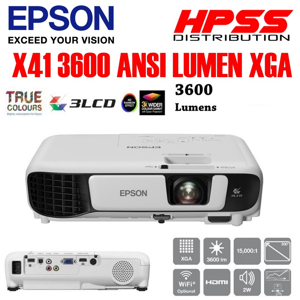 エプソン プロジェクター EB-X41 3600lm 15000:1 XGA 2.5kg 無線LAN対応(オプション) 