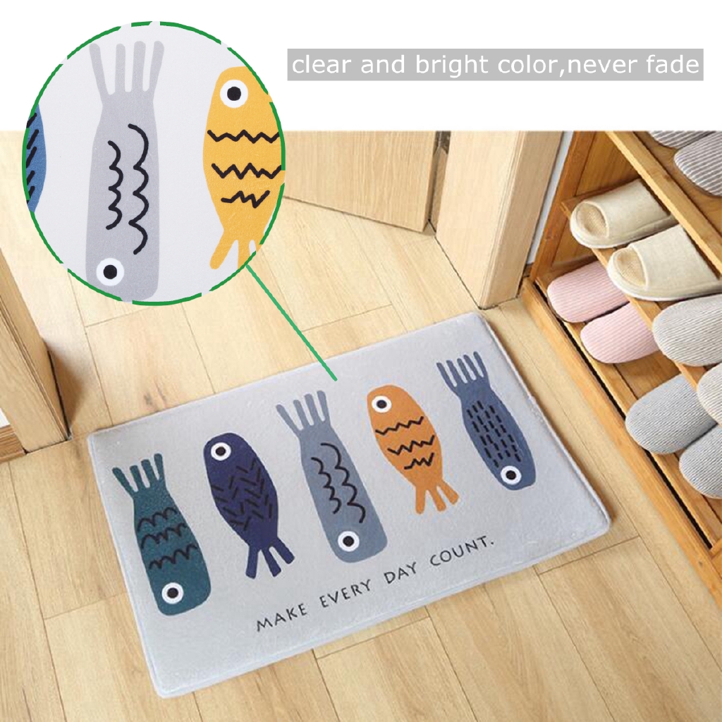 4 Sizes Summer Multicolor Fish Rugs Kitchen Non Slip Floor Mat Bathroom Carpet Toilet Foot Pad Shopee Malaysia