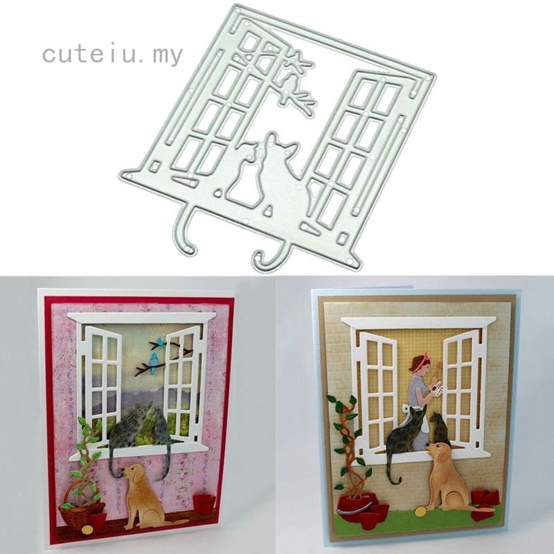 Window Cat Metal Cutting Dies Stencil Diy Scrapbooking Album Paper