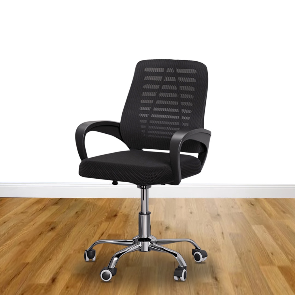 FINSSO : Office Chair With HeadRest - Classy Large Mid-Back Height Adjustable Mesh Cloth