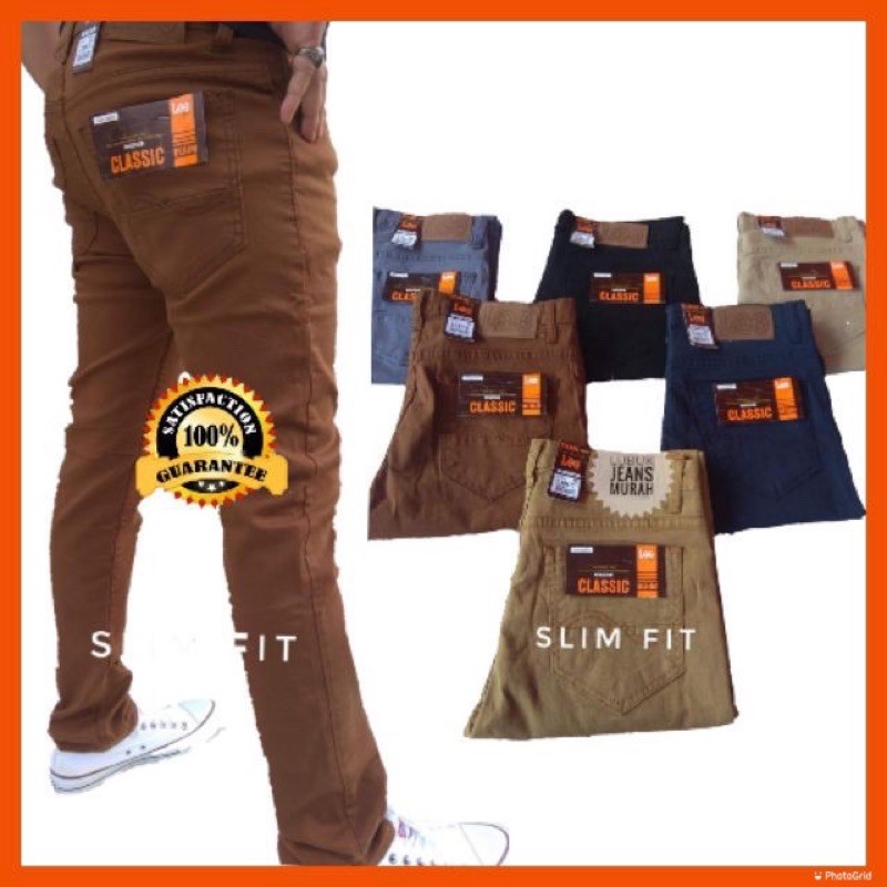 slimfit Seluar Slack Jeans Lelaki Kain Memeri Bergetah Cutting Slimfit