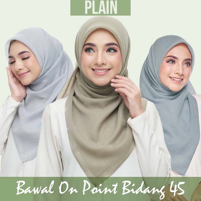 (SET A ) Tudung Bawal Cotton Plain Azara Bidang 45 ( NEW ARRIVAL )