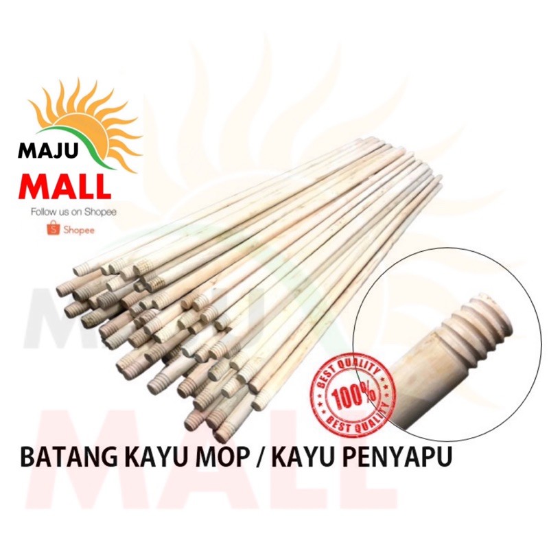 Kayu Batang Penyapu / Kayu Batang Mop / Wooden Broom Stick / Wooden Mop ...