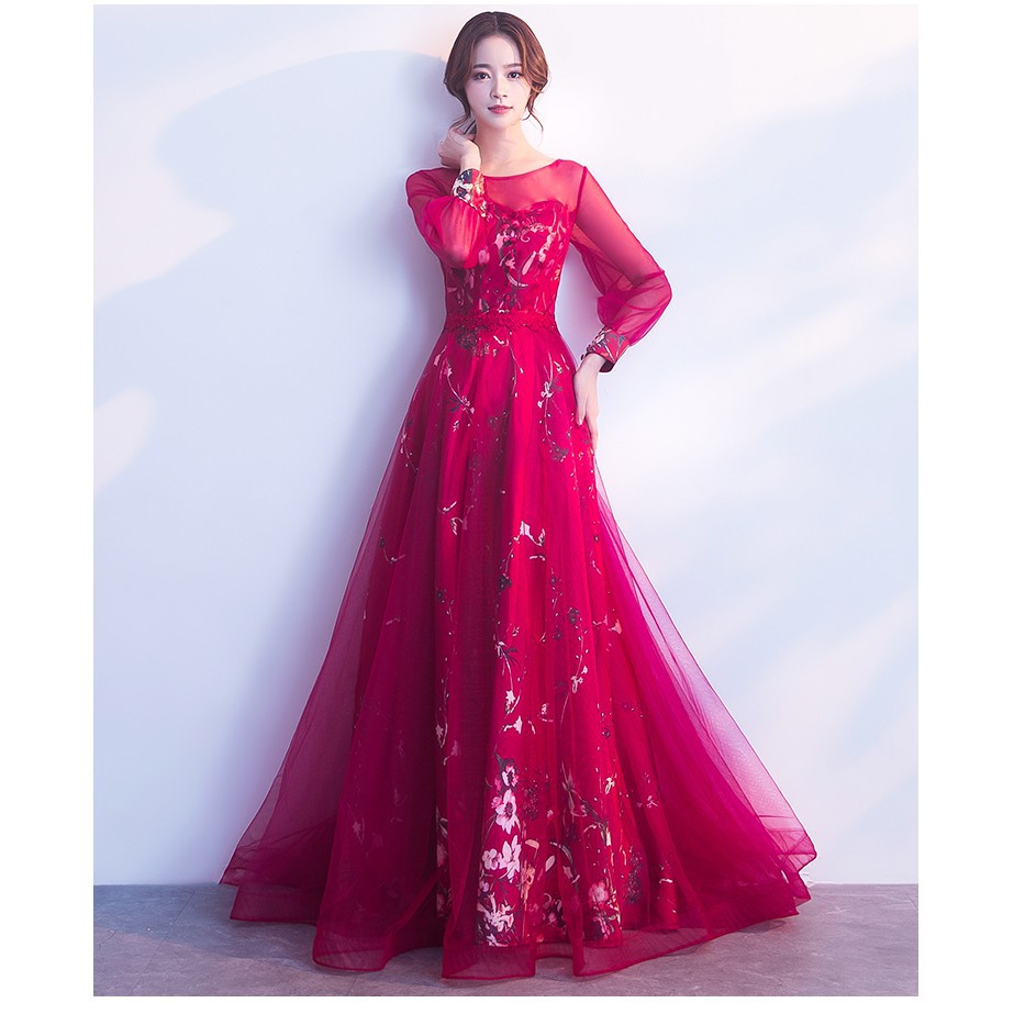 maroon long dress for wedding