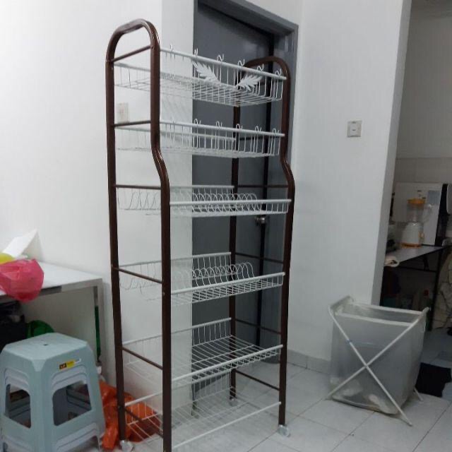 Rak Pelbagai Guna Tktt 3v Hagze 6 Tiers Dishes Rack Multipurpose Kitchen Rack Bakery Rack Rak Pinggan Shopee Malaysia