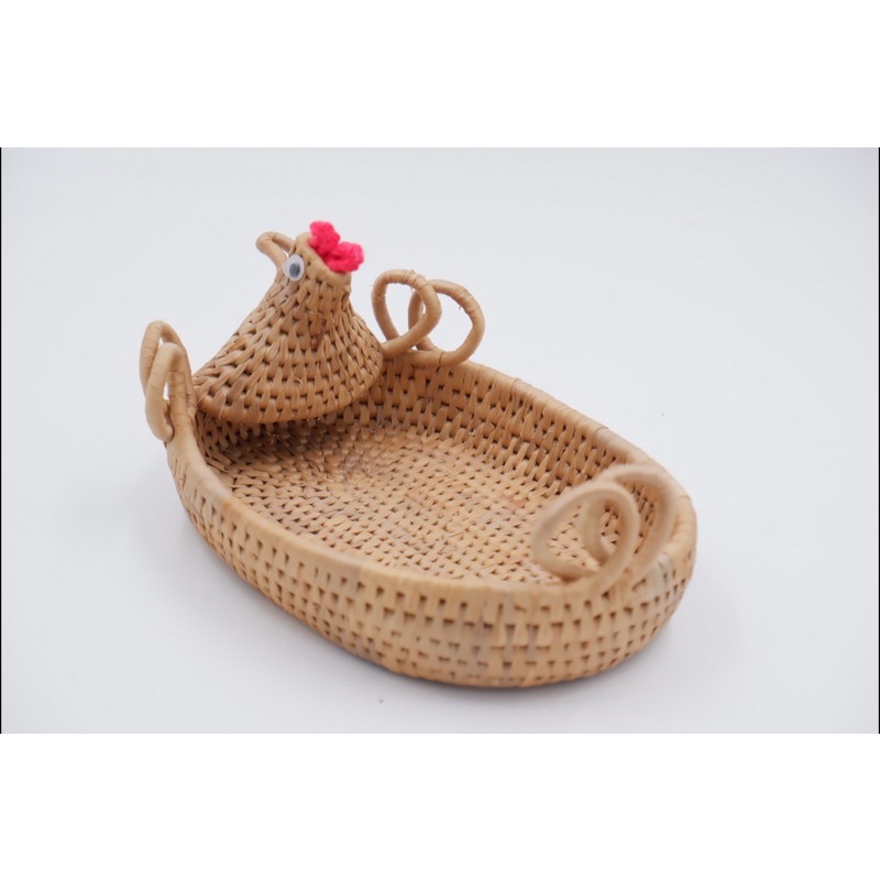 Chicken Basket Woven With Water Hyacinth Put On New Year's Items With Fruit (11x18x3cm