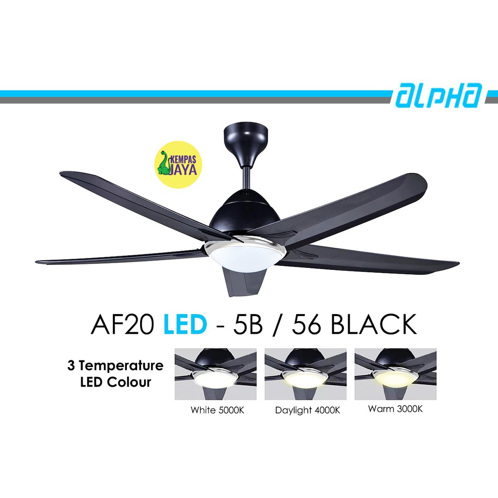 Alpha Ceiling Fan 56 Af20 Led 5b 56 Black