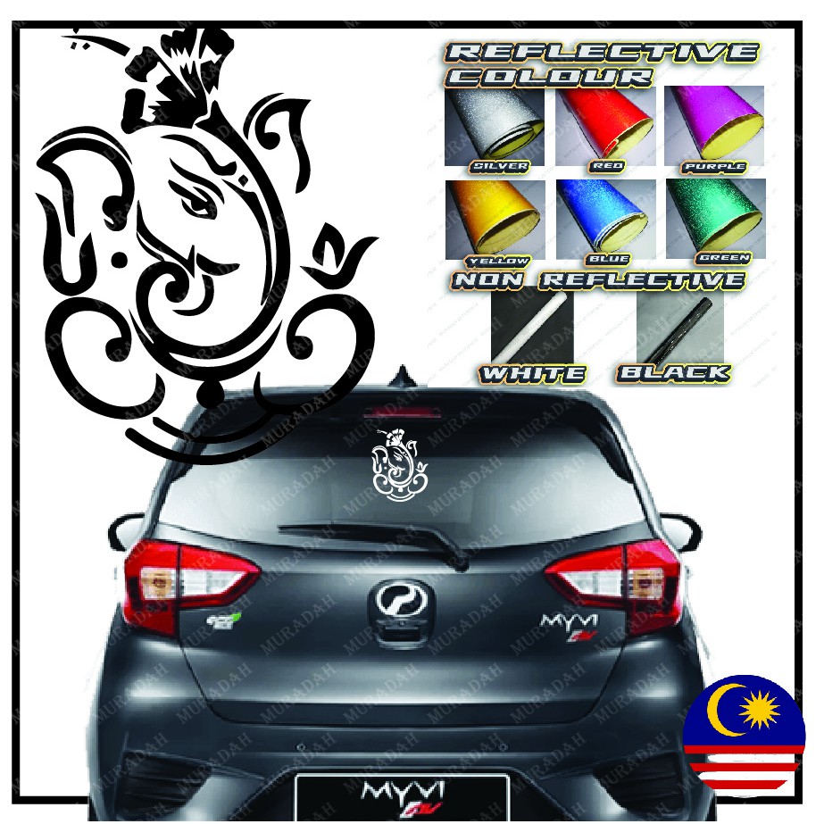 Readystock Car Stickers Ganesha Glossy Vinyl Vinayagar Car Sticker