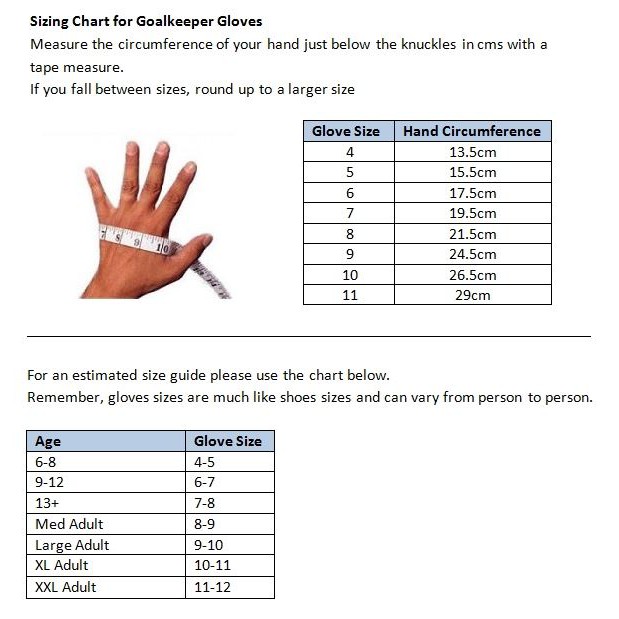 goalkeeper glove sizing