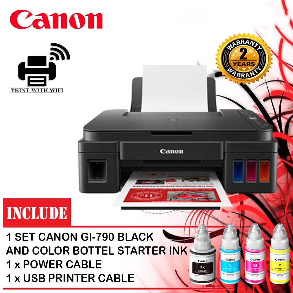 Canon PIXMA G3010 / G3000 Refillable Ink Tank Printer Wifi Using GI 790 ...