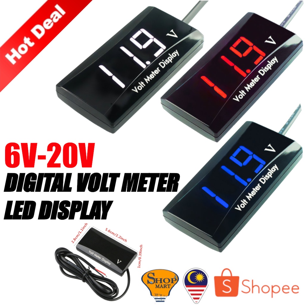 6V20V HUD Volt Meter Led Display Voltmeter Voltage Meter Car