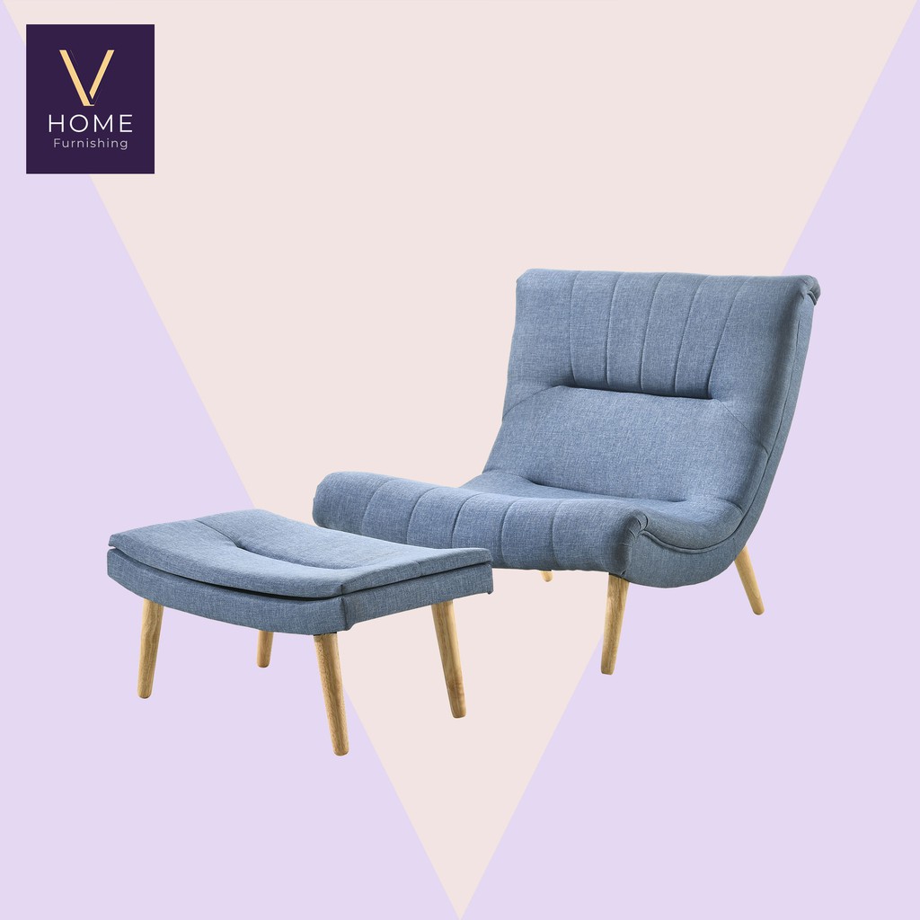 VHome Timmy Lounge Chair + Stool / Simple Scandinavian Style Sofa Bed