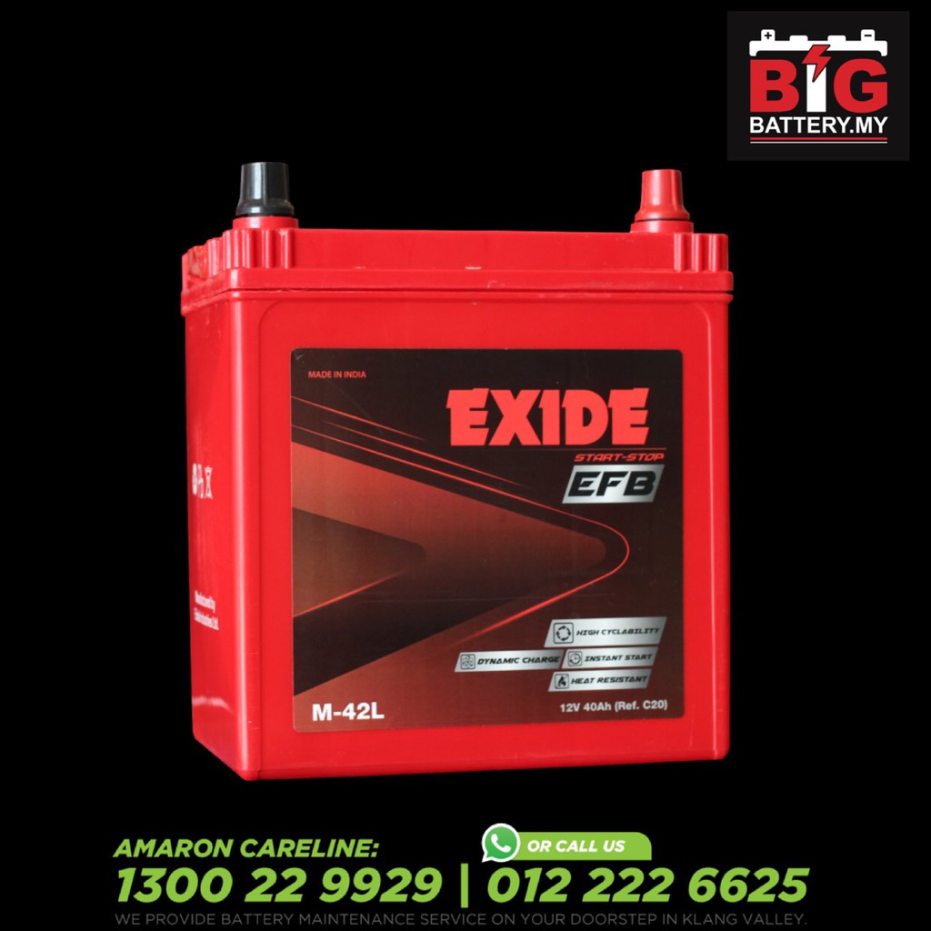 M42 Efb Start Stop Car Battery M42l Myvi And Bezza Eco Idle Start Stop System Exide Amaron Bateri Kereta Shopee Malaysia