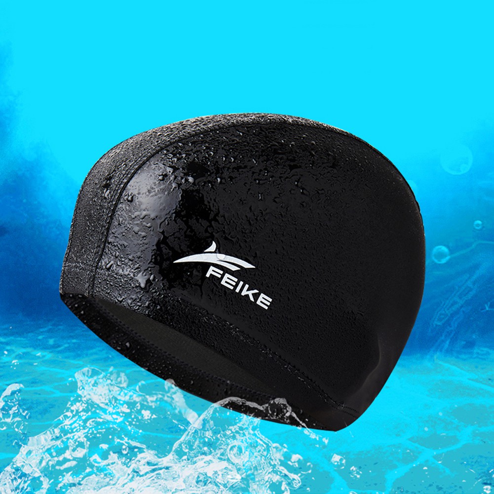 Sports Stretch Waterproof Pu Fabric Swimming Cap Hair Care