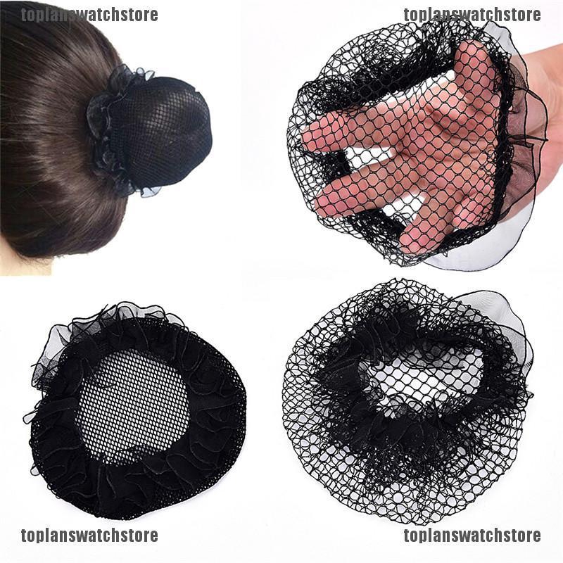New Ladies Solid Plan Black Hair Bun Cover Snood Net Ballet Women