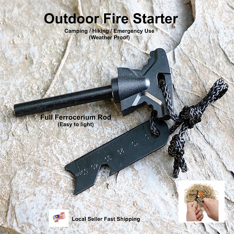 Survival Outdoor Fire Starter Ferrocerium Rod Magnesium Flint Stone