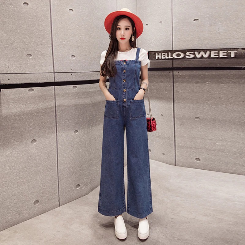 sexy slim thin jeans wide leg jumpsuit