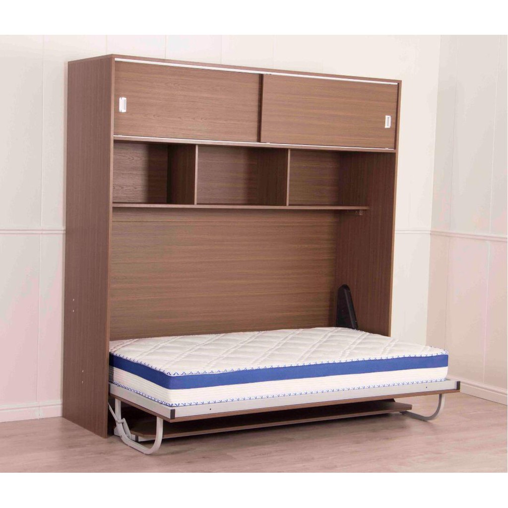 Smart Transform Convertible Super Single Wall Bed With Desk Storage Mattress Shopee Malaysia