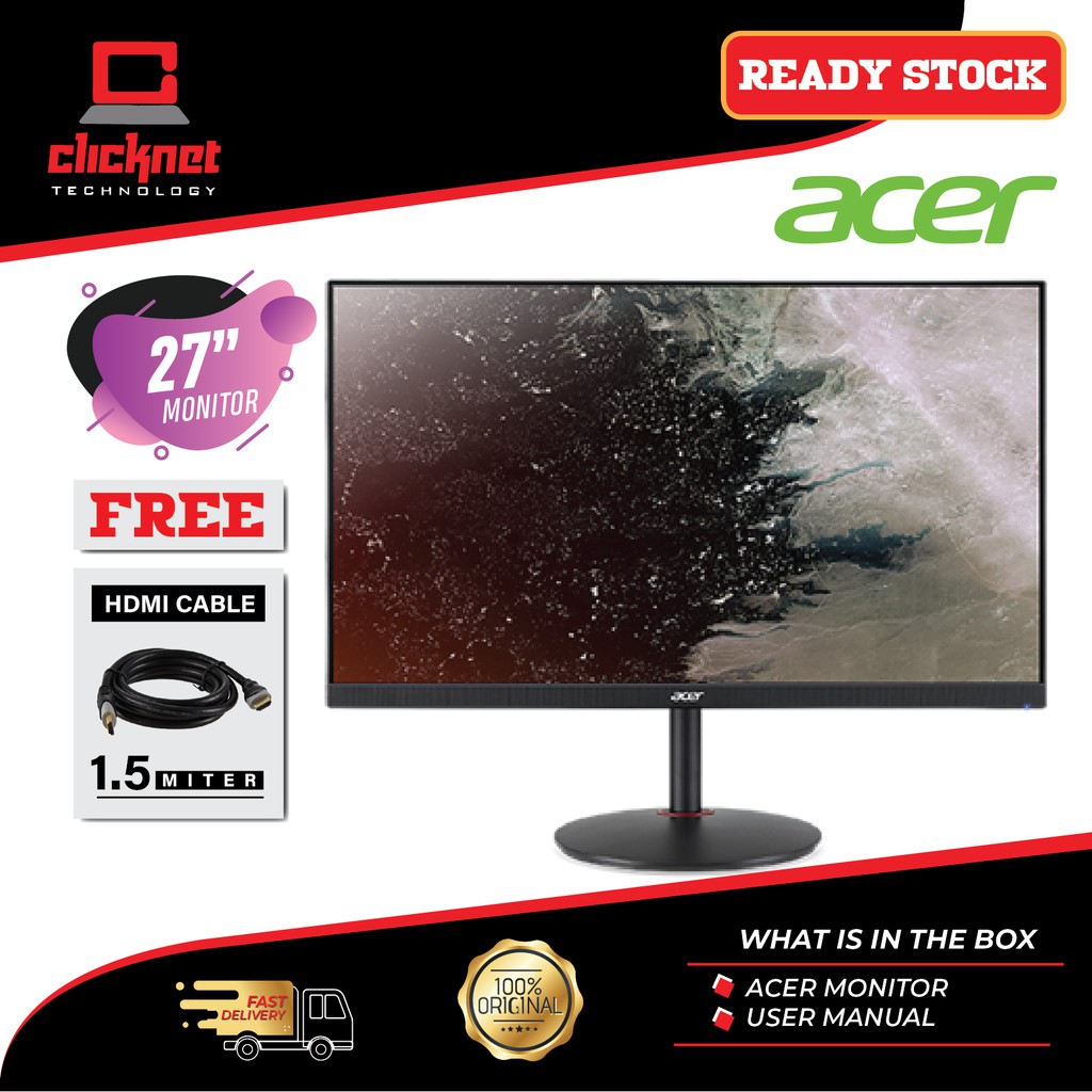 Acer Nitro Xv272u P Wqhd 2560 X 1440 144hz Vision Care 27 Monitor Hdr Ips Vga Led Vesa Shopee Malaysia