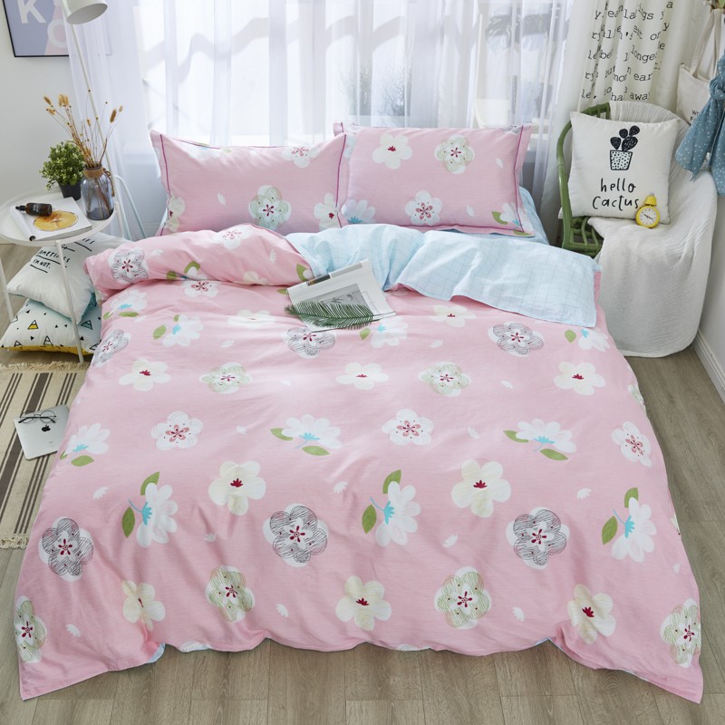Cotton Flower Bed Cover For Girls Bedroom 1pc Pink Floral Duvet