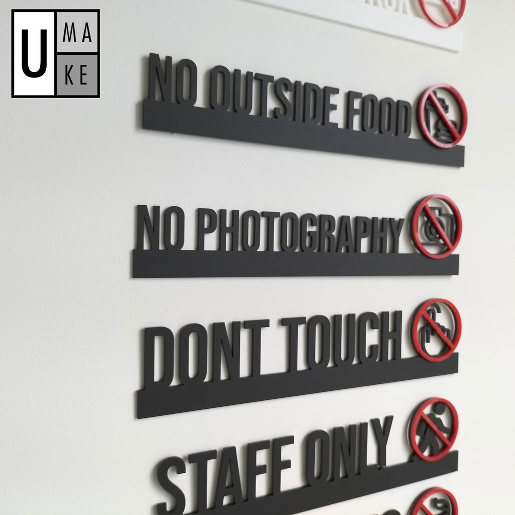 UMAKE High Quality Signs No Smoking Staff Only No Photography No Outside food Take Off Your Shoes Customize Signage