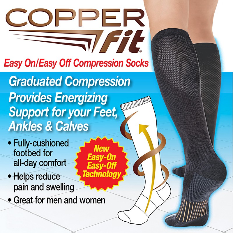 Black Unisex Copp Fit Socks Stretch Pressure Socks Fat Burning Sports  Fasciitis Knee High Compression Socks Shopee Malaysia