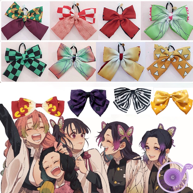 Demon Slayer Kimetsu no Yaiba Hair Rope Bowknot Headpieces Band Bow ...