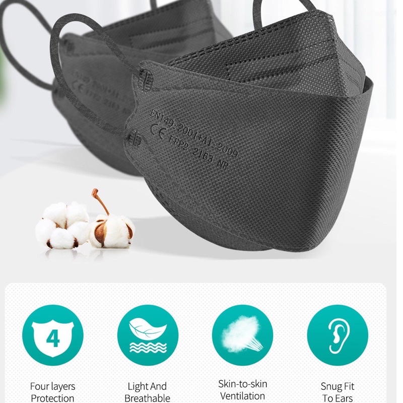 10pcs KF94 Korea style Black Mask Adult Disposable Earloop Protective