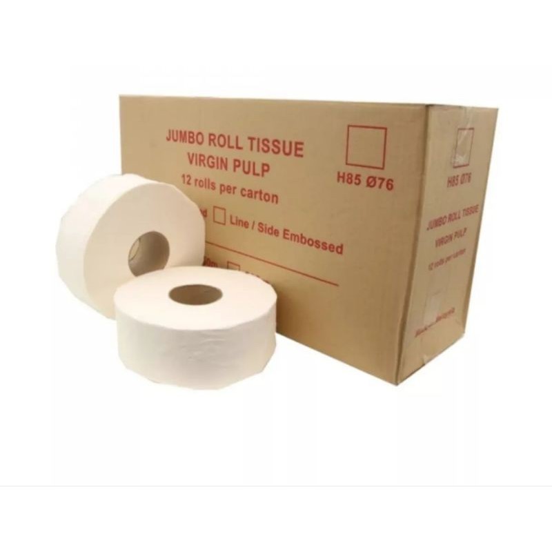 (12 ROLLS) Hotel Grade Jumbo Roll Tissue (JRT 130M) 2Ply 100 Virgin