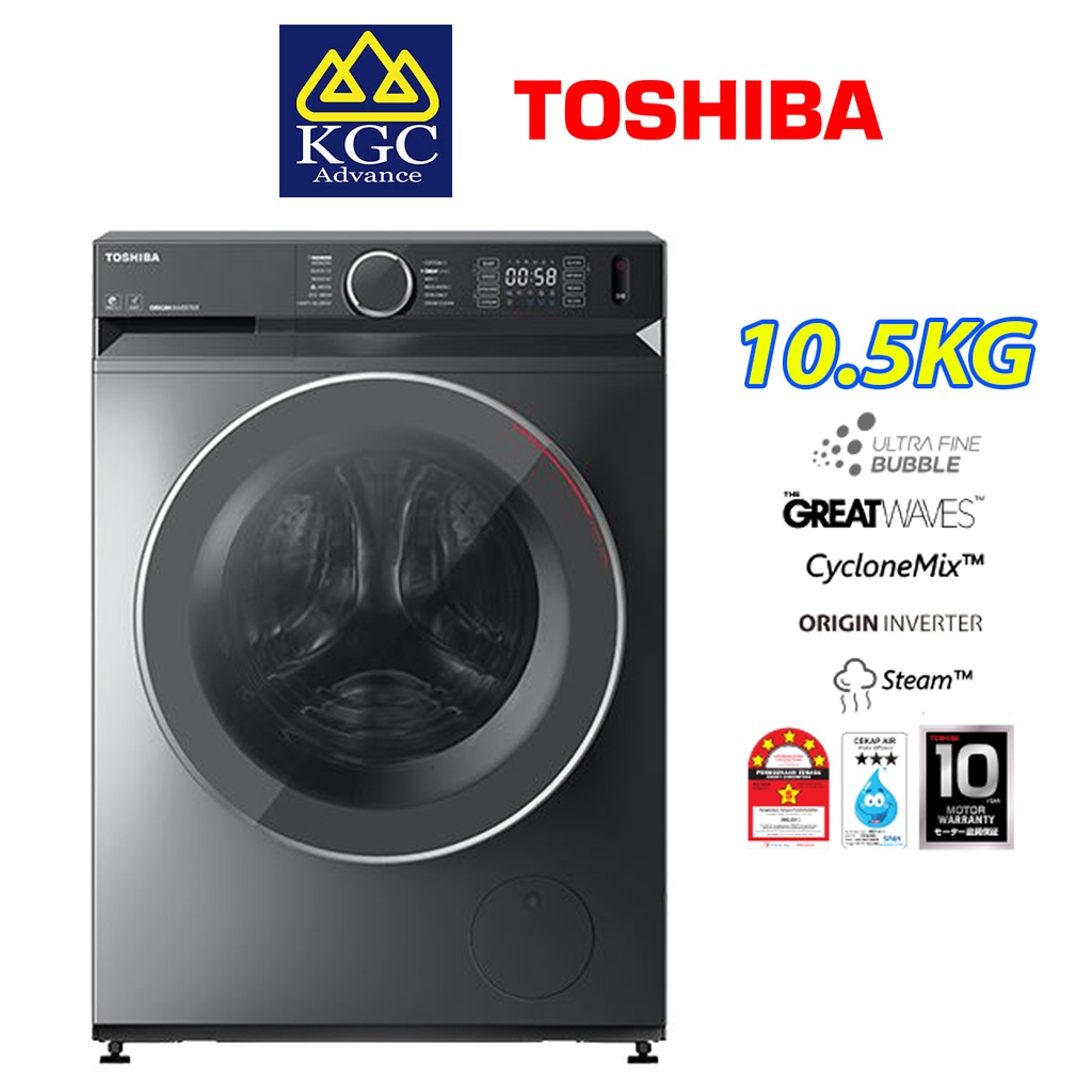 [Free Installation] Toshiba Front Load Washer (10.5kg) TWBK115G4M (SK